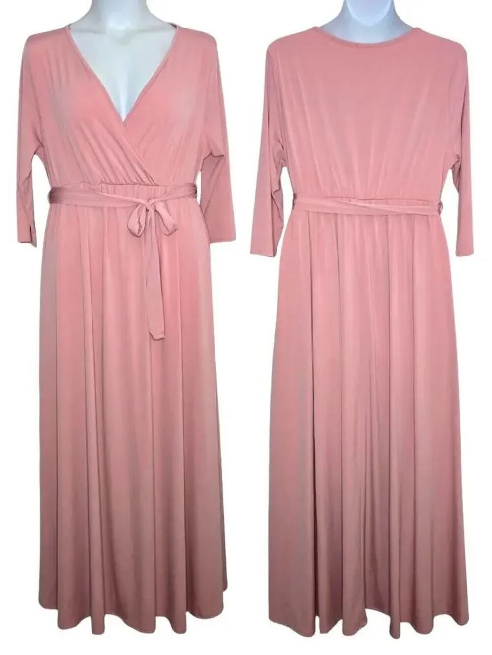 PinkBlush Pink Draped 3/4 Sleeve Maternity Maxi Dress Size 2XL
